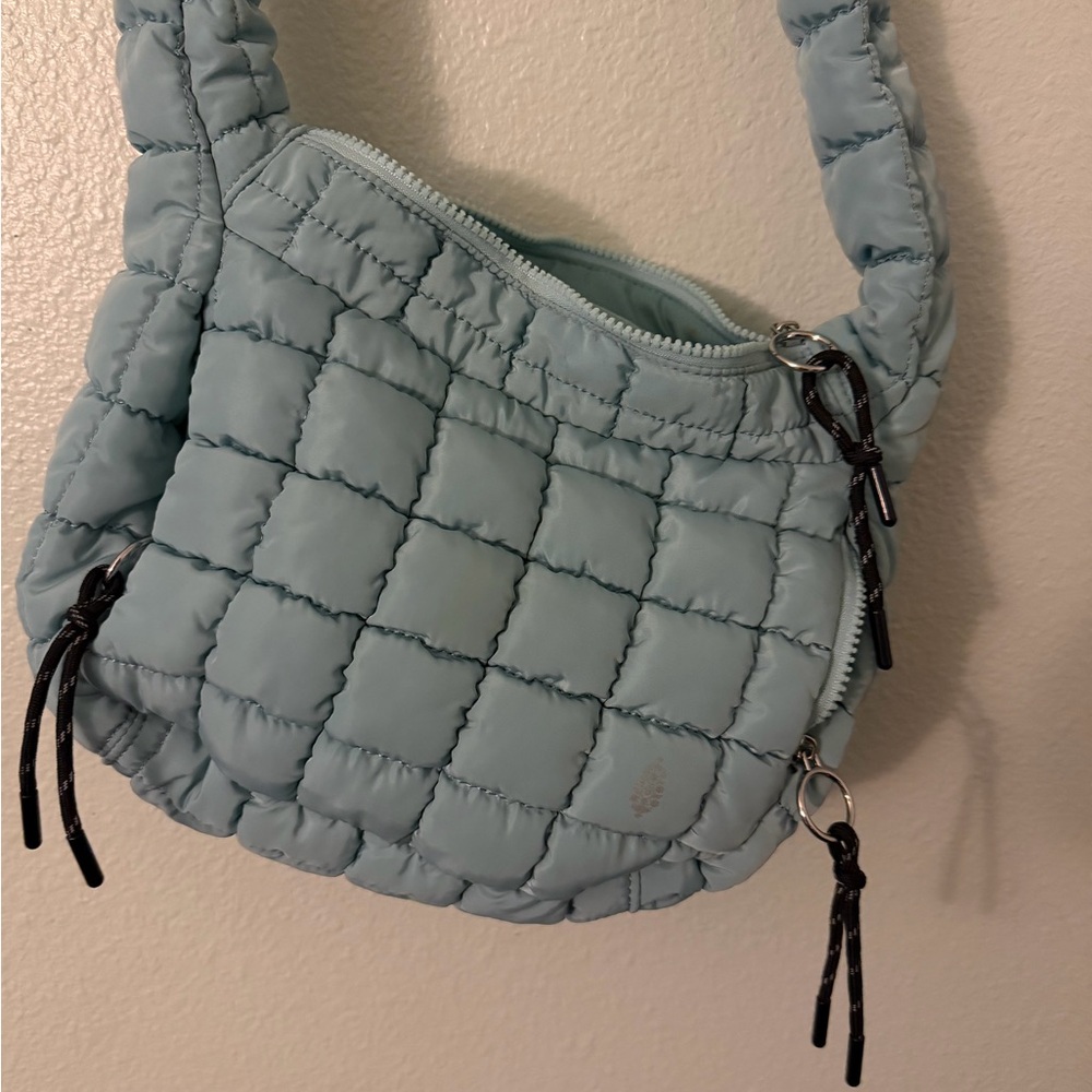 Free People Light Blue Quilted Crossbody Bag
